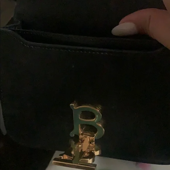 Designer-Inspired Black Leather Crossbody Bag with Gold Hardware - Picture 2 of 3